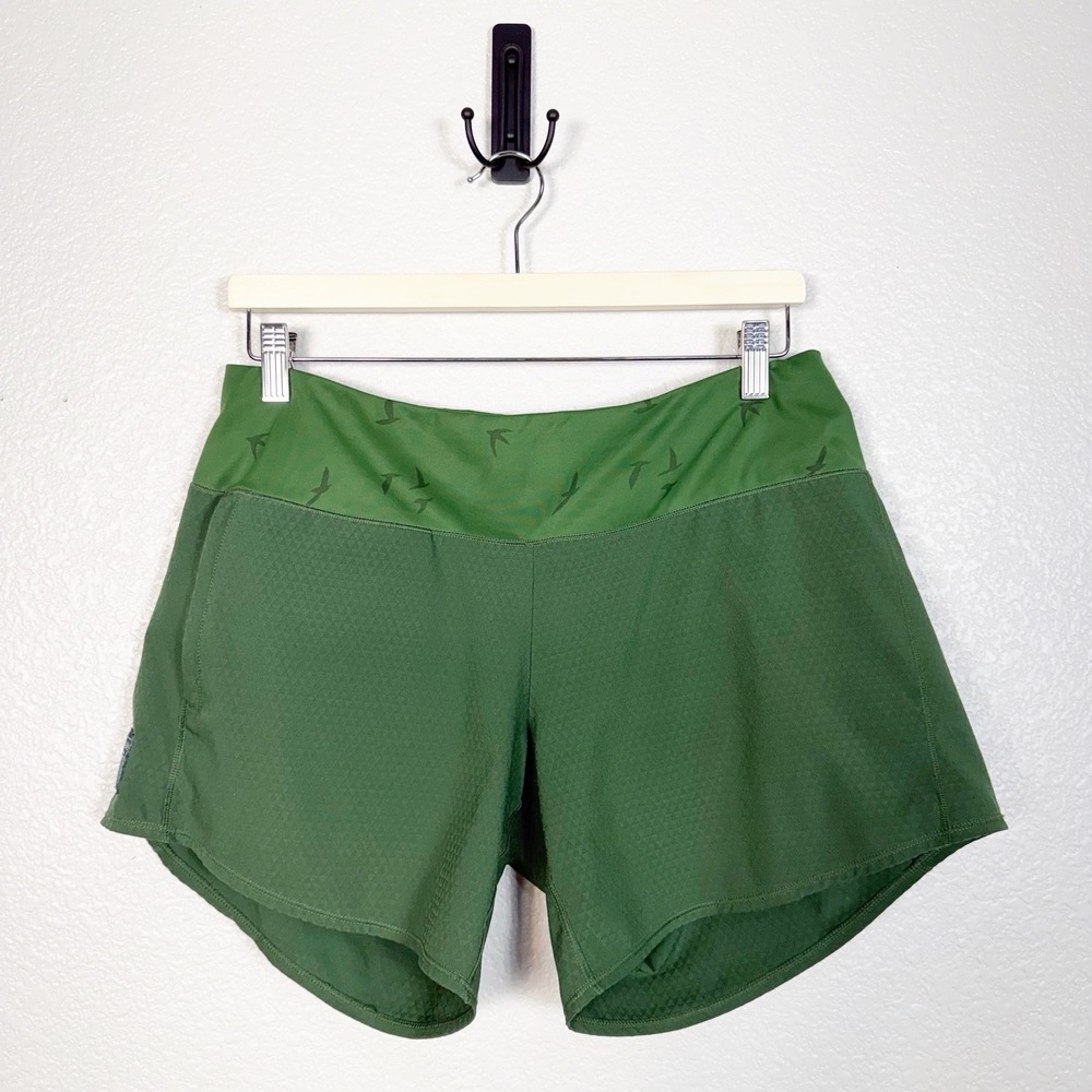 Oiselle Womens Size 6 Roga Lined Running Athletic Shorts in Lush Green